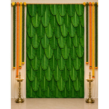 Sri Yagnaa Decoration M 10 – Banana Leaf Pooja Backdrop Cloth 5 x 8 Ft - Dista