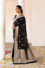 Thumbnail for Joban Fashion Black Pure Katan Pure Handloom Banarasi Silk Saree