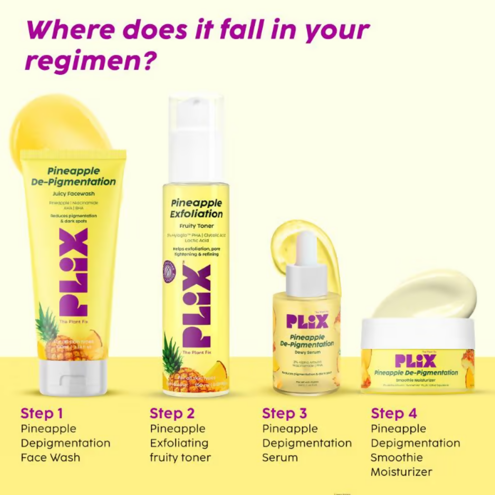 PLIX The Plant Fix Pineapple Depigmentation Regime With Toner, Cleanser & Moisturizer - Distacart