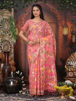 Thumbnail for Astita Linen Cotton Pink Saree