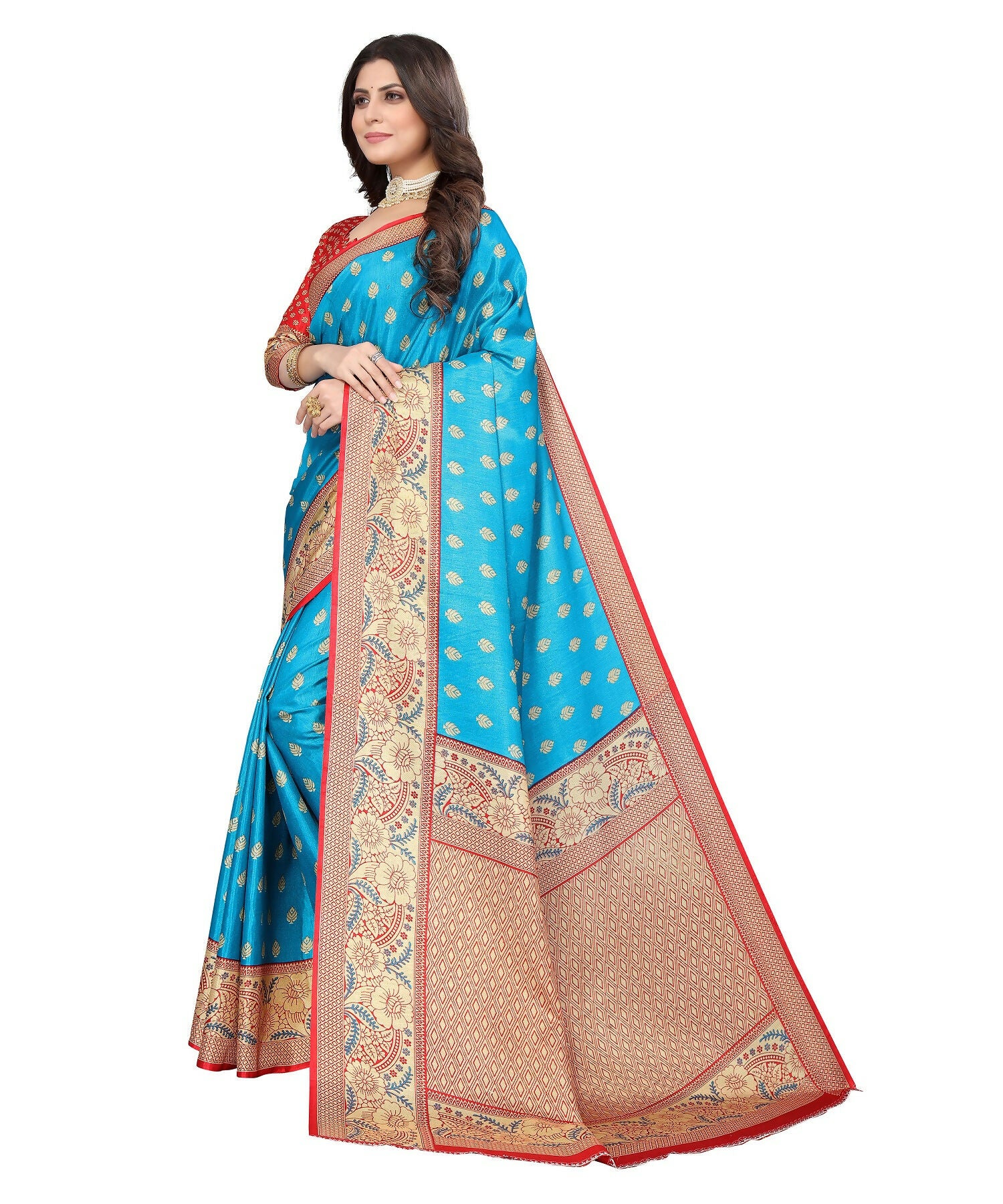Vamika Blue Printed Art Silk Saree - Distacart