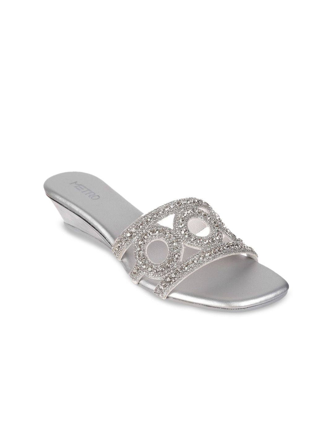 Metro Women Embellished Square Toe Sandals