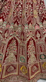 Thumbnail for Jyoti Fashion Women's Red Velvet Dori, Multi Thread Embroidered with Diamond Work Wedding Lehenga Choli - Distacart