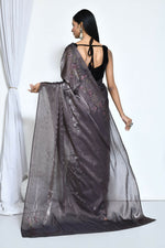 Thumbnail for Grey Satin Silk Stone Work Festive Saree - Nimaya Denzy - Distacart