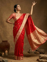 Thumbnail for Shree Shyam Fashion Red Soft Silk Saree - Distacart
