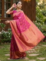 Thumbnail for Shree Shyam Fashion Lite Pink Silk Blend Saree - Distacart