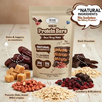 NIHKAN Choco Berry Millets Protein Mini Bars - Dista