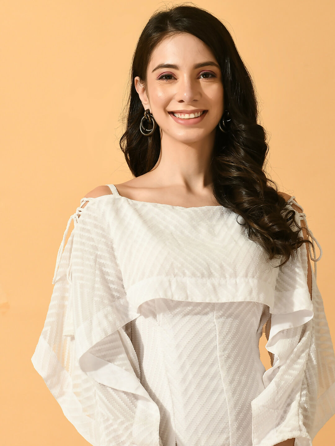 Myshka Women's White Fit and Flare Party Dress - Distacart