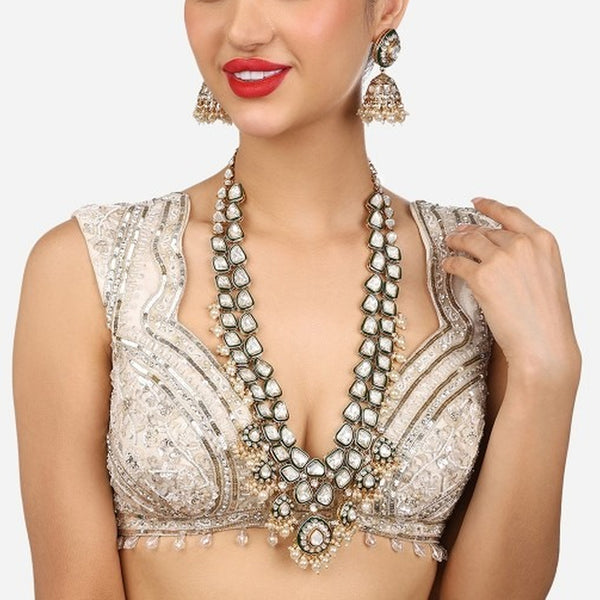 Jewel City Gold-Plated Kundan Bridal Necklace Set with Pearls – Traditional Indian Jewelry for Weddings & Festivals - Distacart