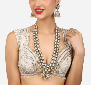 Jewel City Gold-Plated Kundan Bridal Necklace Set with Pearls – Traditional Indian Jewelry for Weddings & Festivals