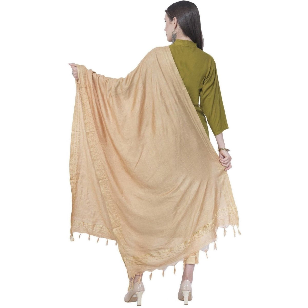 A R SILK Copper Color Golden border Cotton Dupattas and Chunnis