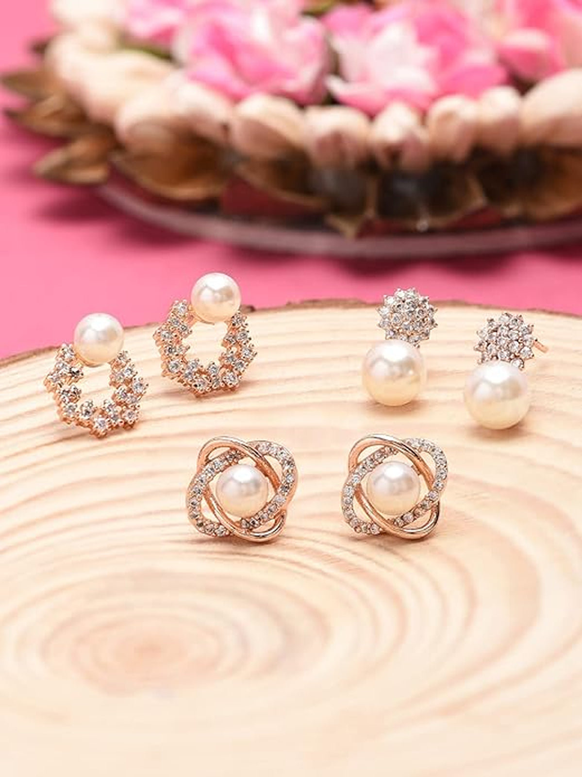 Jewel City Elegant Pearl Stud Earrings Set for Women & Girls | Classic Everyday & Party Wear Jewelry - Distacart