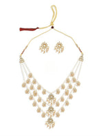 Thumbnail for Jewel City Gold-Plated & White Kundan-Studded & Pearl Beaded Jewellery Set
