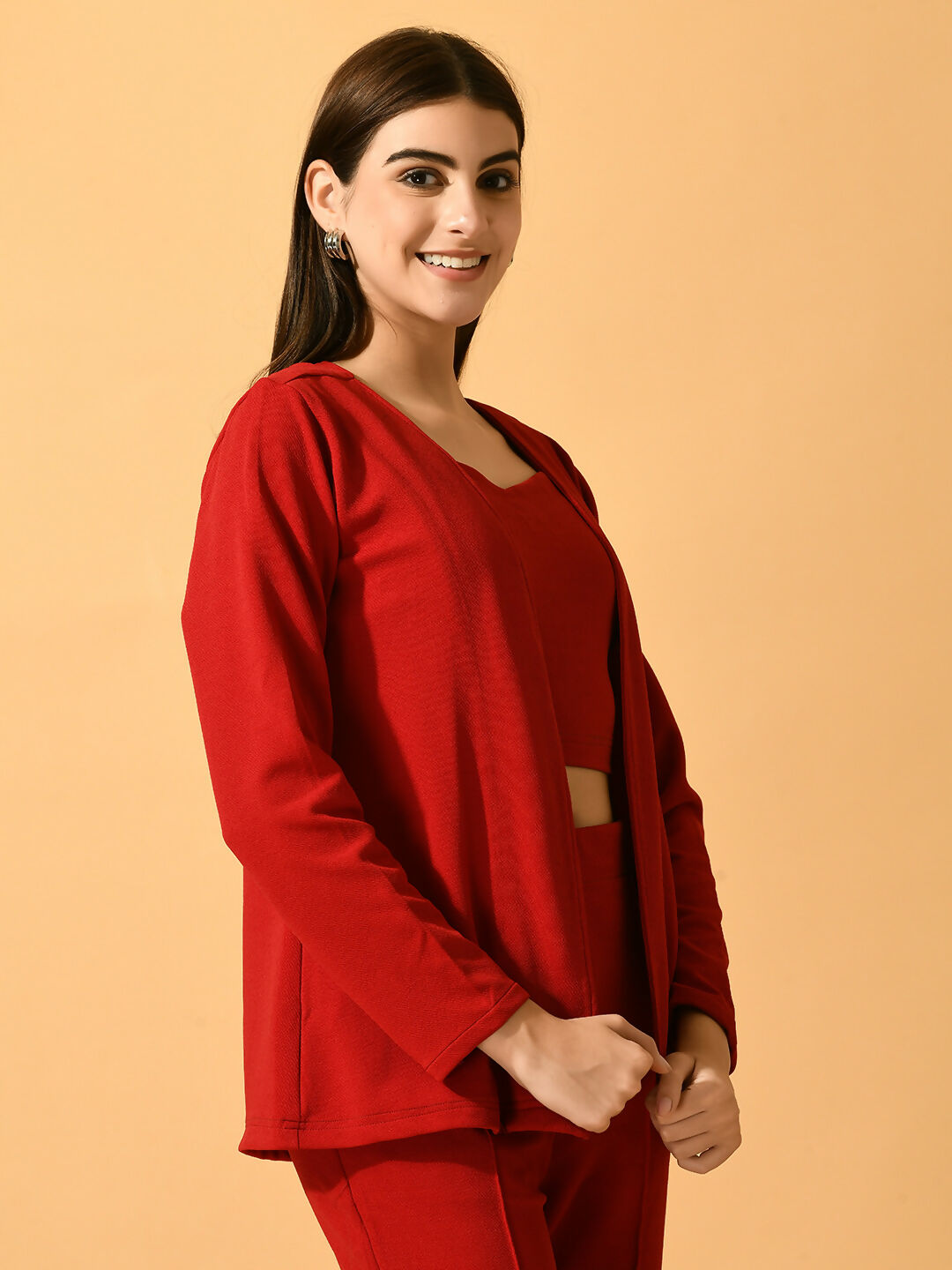 Myshka Women's Red Solid Solid Jacket - Distacart