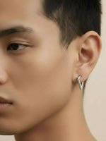 Thumbnail for NVR Men's Silver Plated Geomatric Shaped Stud Earrings - Distacart