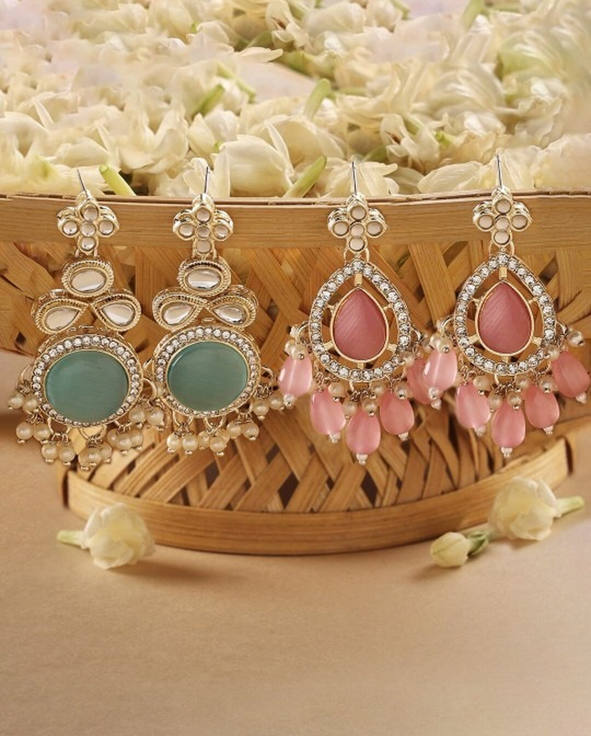 Jewel City Set Of 2 Gold-Plated Contemporary Drop Earrings