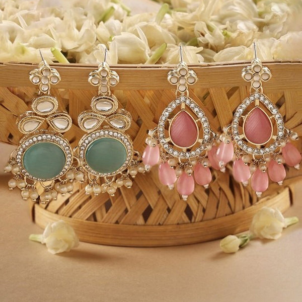 Jewel City Set Of 2 Gold-Plated Contemporary Drop Earrings