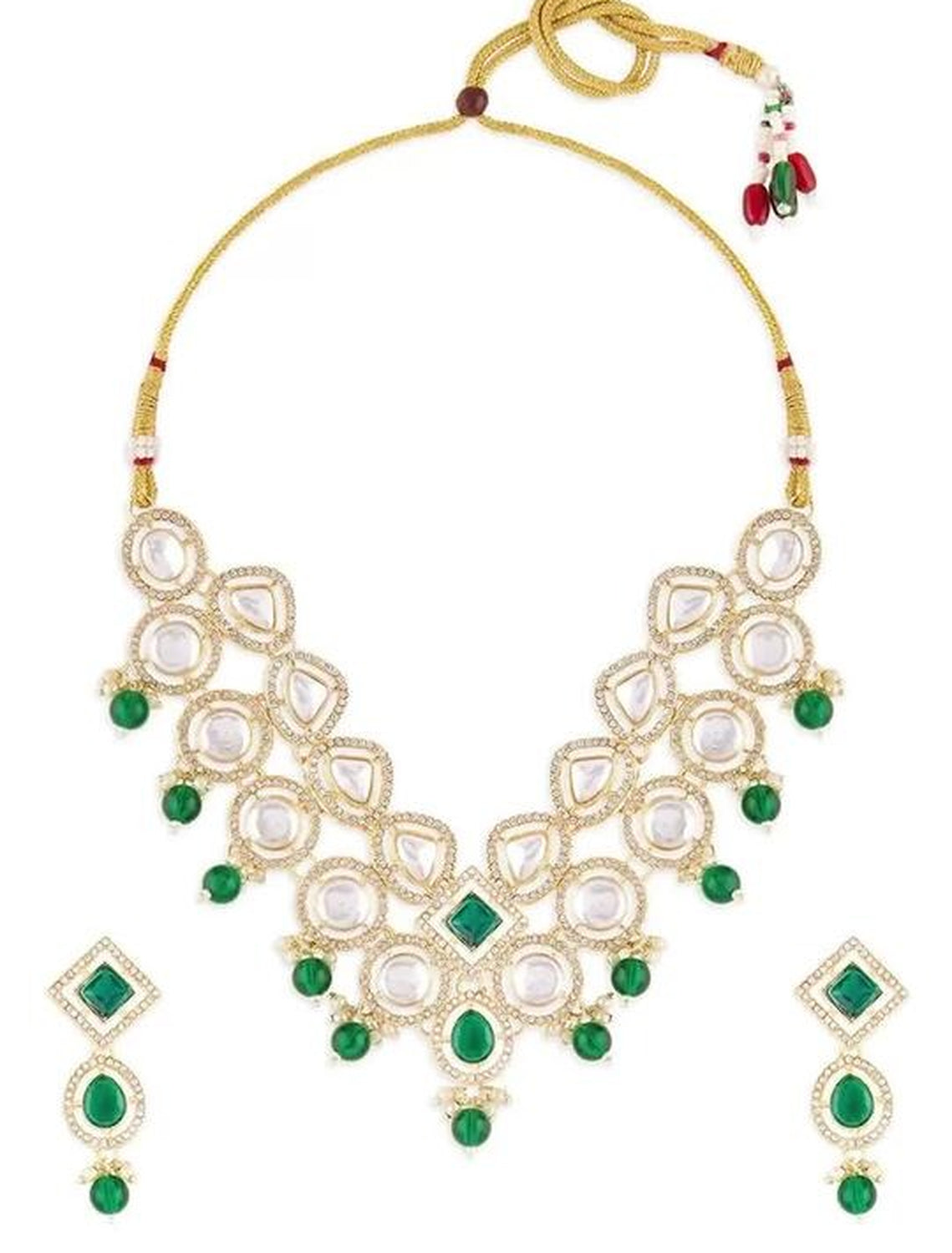 Jewel City Indian Kundan Gold-Plated Stone Studded Jewellery Set