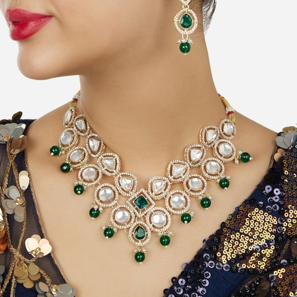 Jewel City Indian Kundan Gold-Plated Stone Studded Jewellery Set