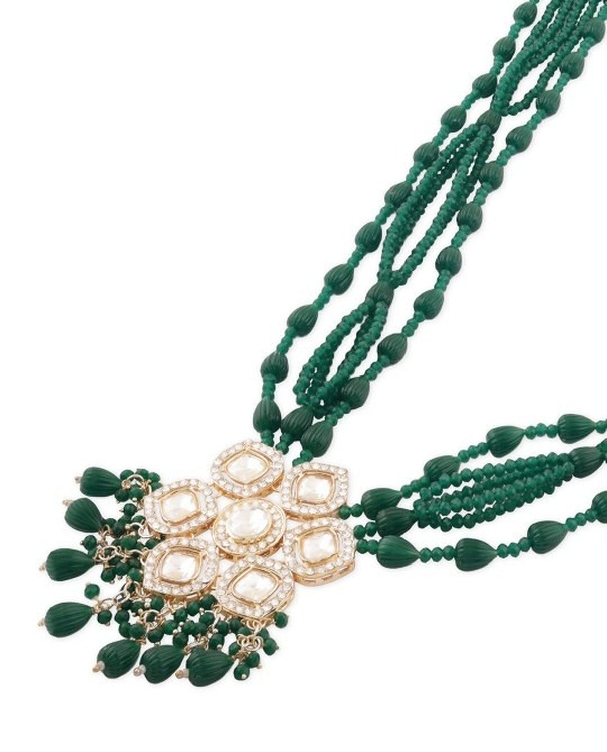 Jewel City Elegant Kundan & Green Beaded Necklace Set for Women | Indian Ethnic Jewelry with Earrings – Wedding & Festive Wear