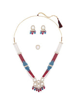 Thumbnail for Jewel City Multicolor Beaded Kundan Necklace Set with Earrings Pearl Layered Traditional Gold-Plated Jewelry Set