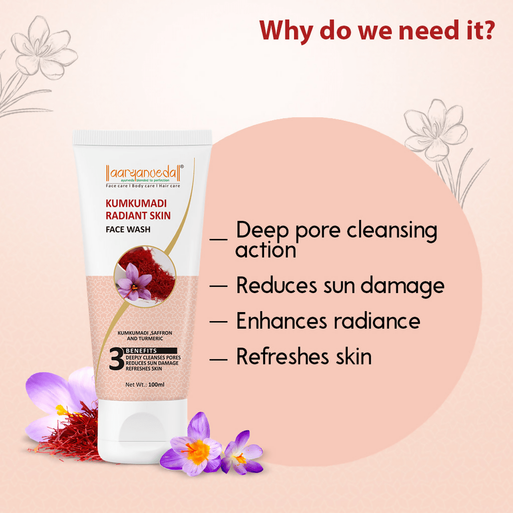 Aaryanveda Kumkumadi Radiant Skin Face Wash - Distacart