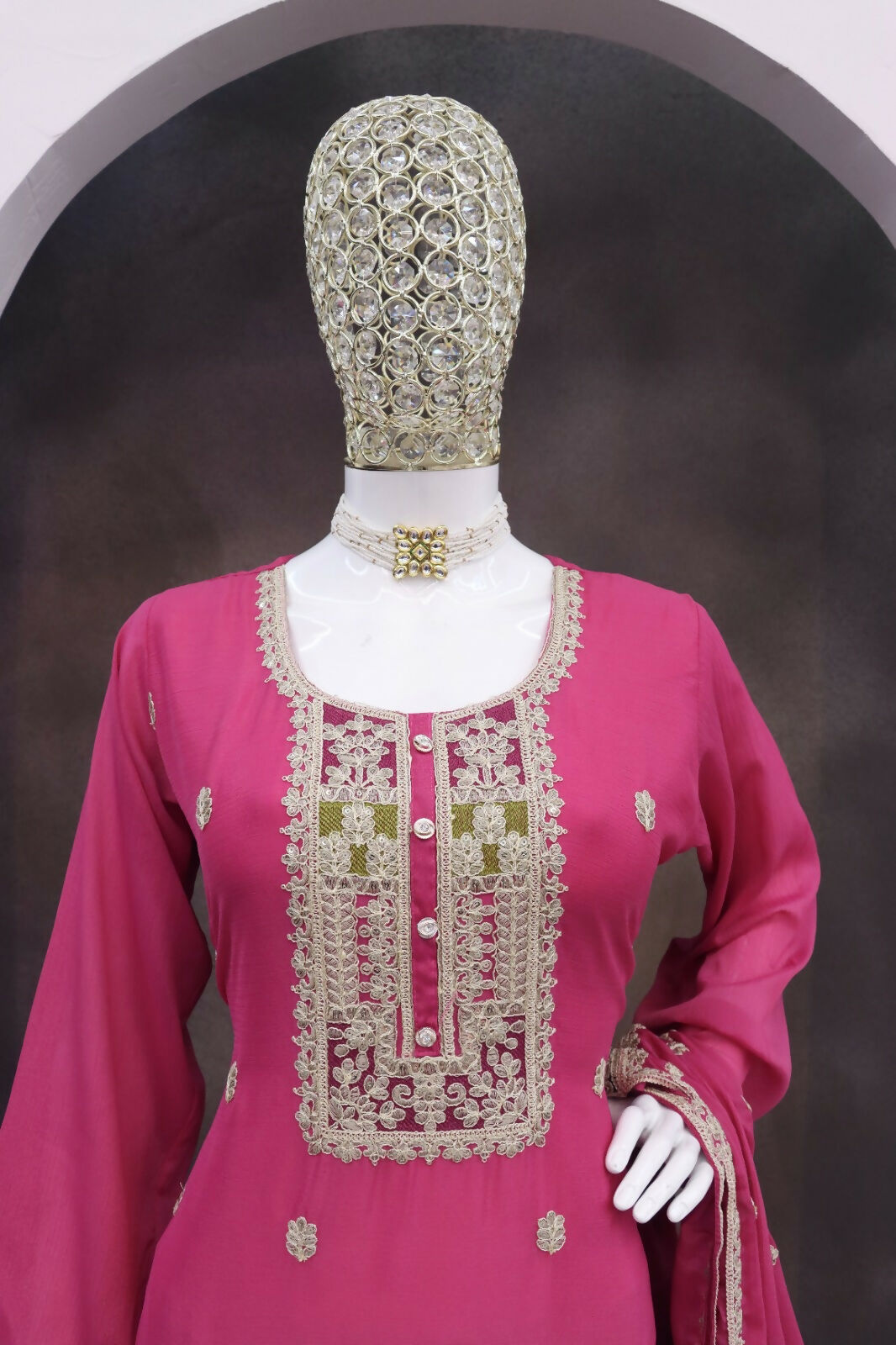 Teeya Creation Pink Color Chinon Silk Embroidery Work Wedding Wear Designer Salwar Suit - Distacart