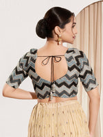 Thumbnail for Joban Fashion Black Chiffon Padded Blouse With Square Neck Elbow Sleeves - Distacart