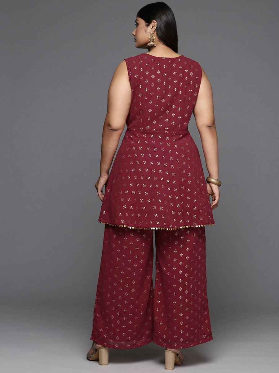 Ahalyaa Women's Traditional Wear Co-ords - Maroon - Distacart