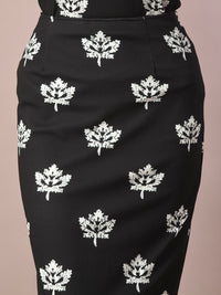Thumbnail for Myshka Women's Black Printed Knee Length Party Embellished Skirts - Distacart