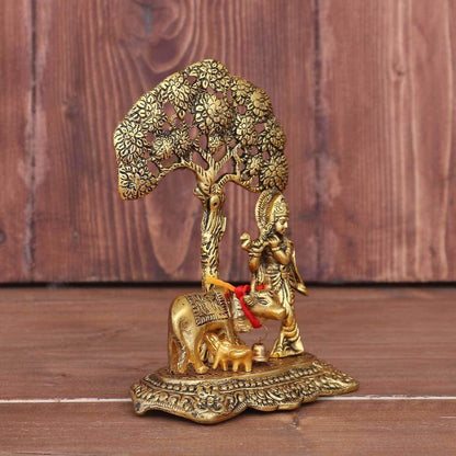 Chhariya Crafts Metal Krishna With Kamdhenu Cow - Distacart