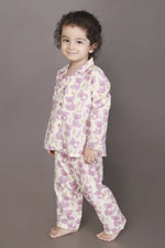 Thumbnail for Breathables Kids Cotton Night Suit – White & Pink Teddy Shirt & Pyjama Co-Ord Set For Boys & Girls - Dista