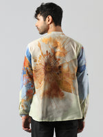 Thumbnail for Zavaya Cream Floral Rayon Short Kurta for Men