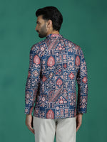 Thumbnail for Zavaya Multicolor Ornamental Print Rayon Short Kurta for Men