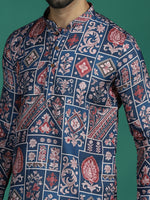 Thumbnail for Zavaya Multicolor Ornamental Print Rayon Short Kurta for Men