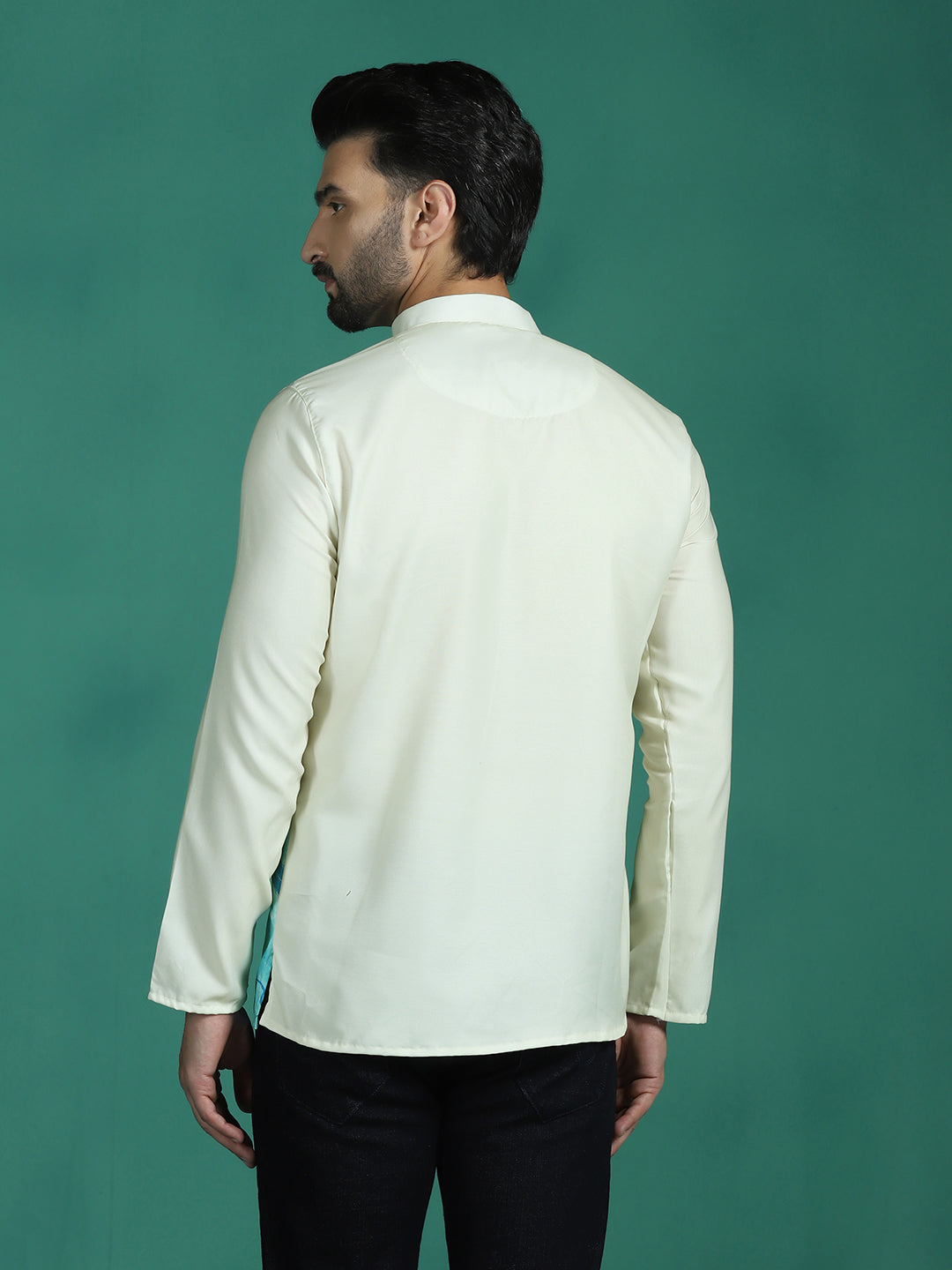 Zavaya Multicolor Ombre Rayon Short Kurta for Men - Dista