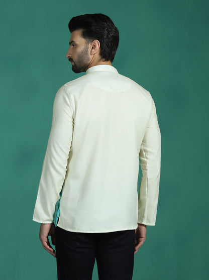 Zavaya Multicolor Ombre Rayon Short Kurta for Men - Dista