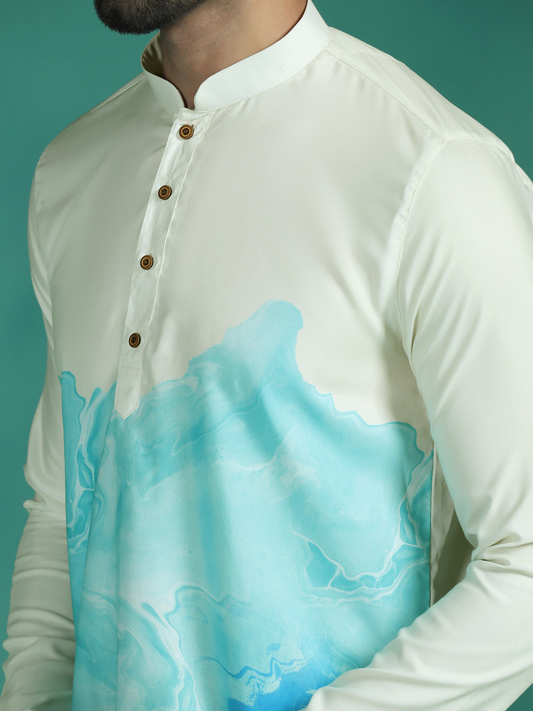Zavaya Multicolor Ombre Rayon Short Kurta for Men - Dista