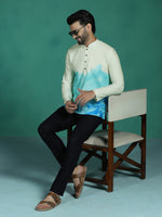 Thumbnail for Zavaya Multicolor Ombre Rayon Short Kurta for Men