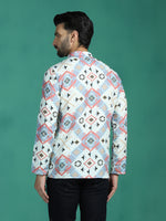 Thumbnail for Zavaya White Ethnic Motifs Rayon Short Kurta for Men