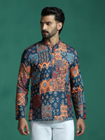 Thumbnail for Zavaya Multicolor Floral Rayon Short Kurta for Men