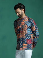 Thumbnail for Zavaya Multicolor Floral Rayon Short Kurta for Men