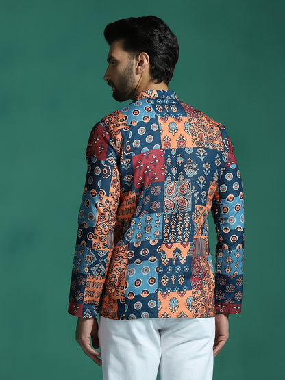 Zavaya Multicolor Floral Rayon Short Kurta for Men - Dista