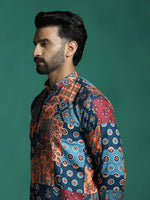 Thumbnail for Zavaya Multicolor Floral Rayon Short Kurta for Men