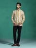 Zavaya Yellow Zigzag Rayon Short Kurta for Men - Dista