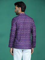 Thumbnail for Zavaya Purple Zigzag Rayon Short Kurta for Men