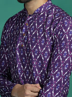 Thumbnail for Zavaya Purple Zigzag Rayon Short Kurta for Men