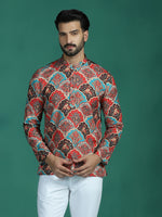 Thumbnail for Zavaya Multi Abstract Rayon Short Kurta for Men