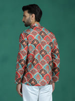 Thumbnail for Zavaya Multi Abstract Rayon Short Kurta for Men