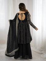 Thumbnail for Prazu Fashion Black Crunchy Silk Embroidered Designer Sharara Suit